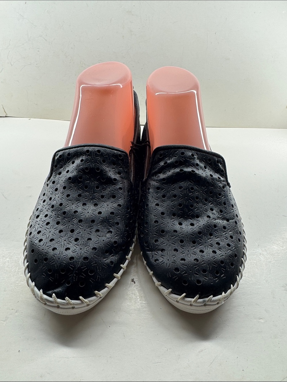 St. John's Bay Black Perforated Slip-On Mules